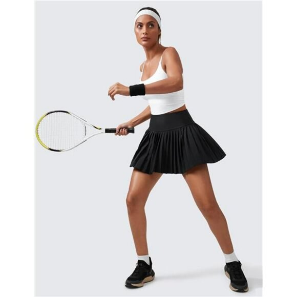 CRZ YOGA Pleated Tennis Skirt High Waist Skort with Pockets Workout Golf - Picture 3 of 7